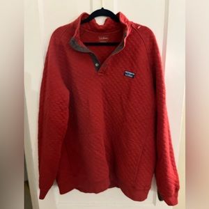 LL Bean Red Men’s Quilted Snap Sweatshirt - Size XLT
